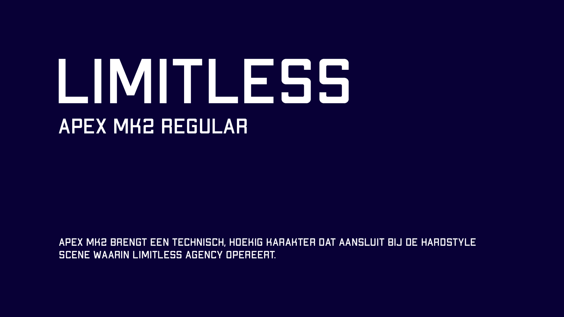 Limitless Agency typografie Apex MK2