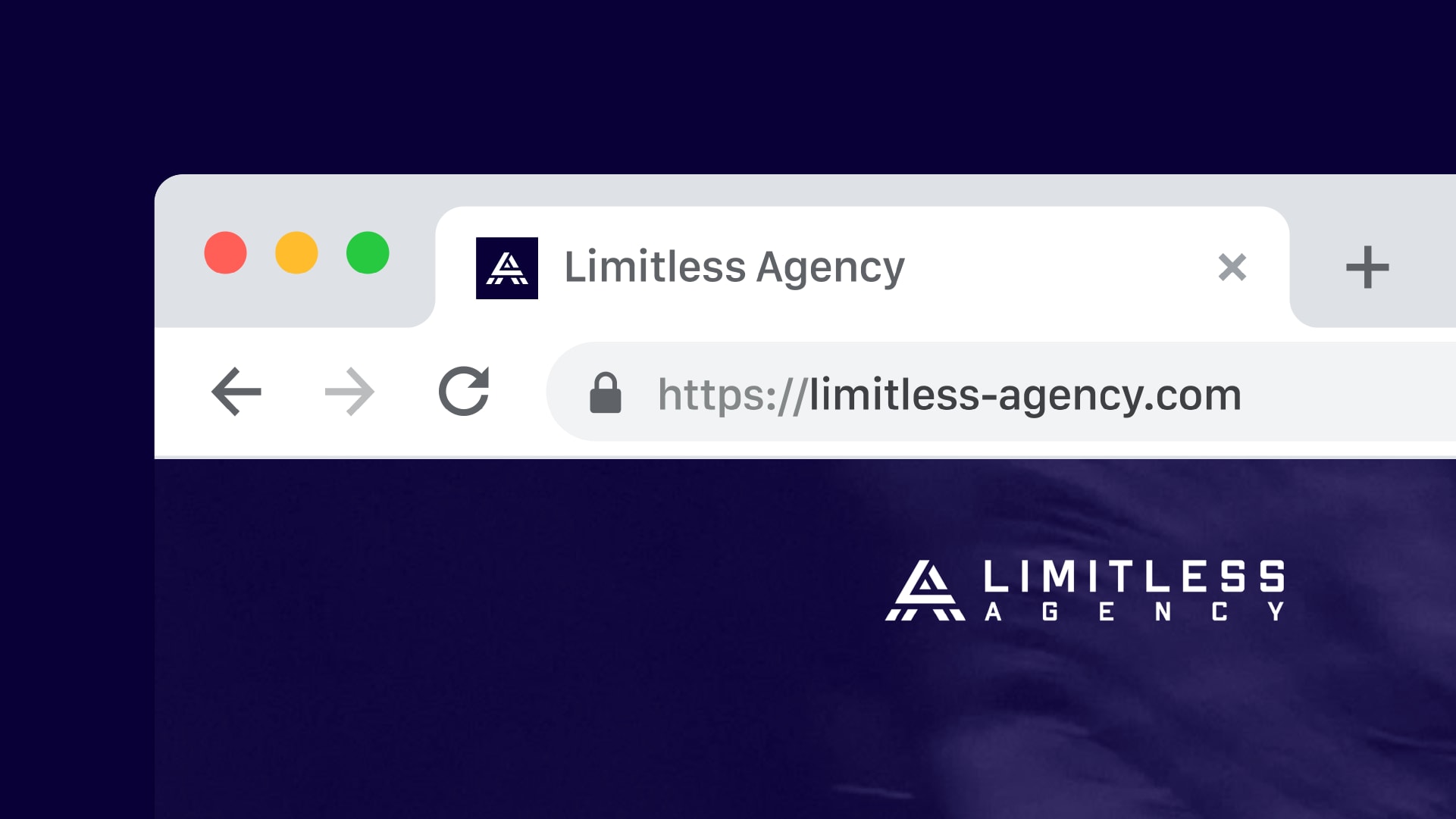 Limitless Agency website met symbool in de browsertab